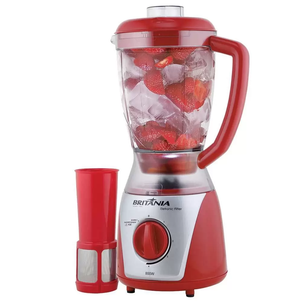 LIQUIDIFICADOR BRITANIA ELETRONIC FILTER 800W 4 VEL VERMELHO 110V - MF