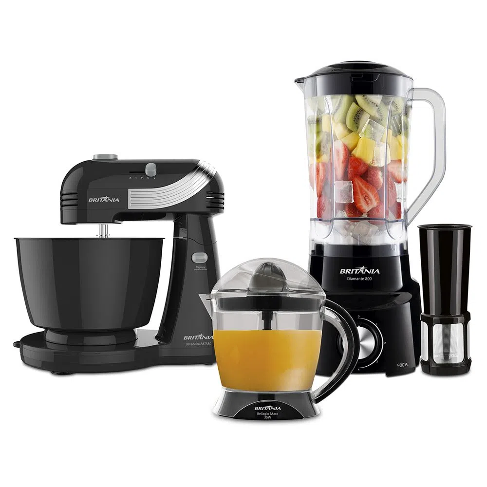 KIT COZINHA BRITANIA 3 EM 1 PRETO BKTO3P 127V