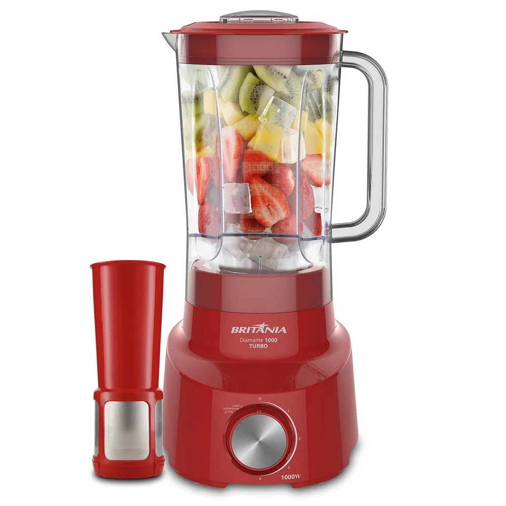 LIQUIDIFICADOR BRITANIA BLQ DIAMANTE 1000W TURBO 127V VERMELHO