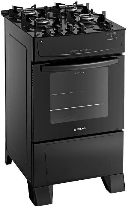 FOGAO ATLAS GAS 4Q MONACO TOP GLASS - PRETO