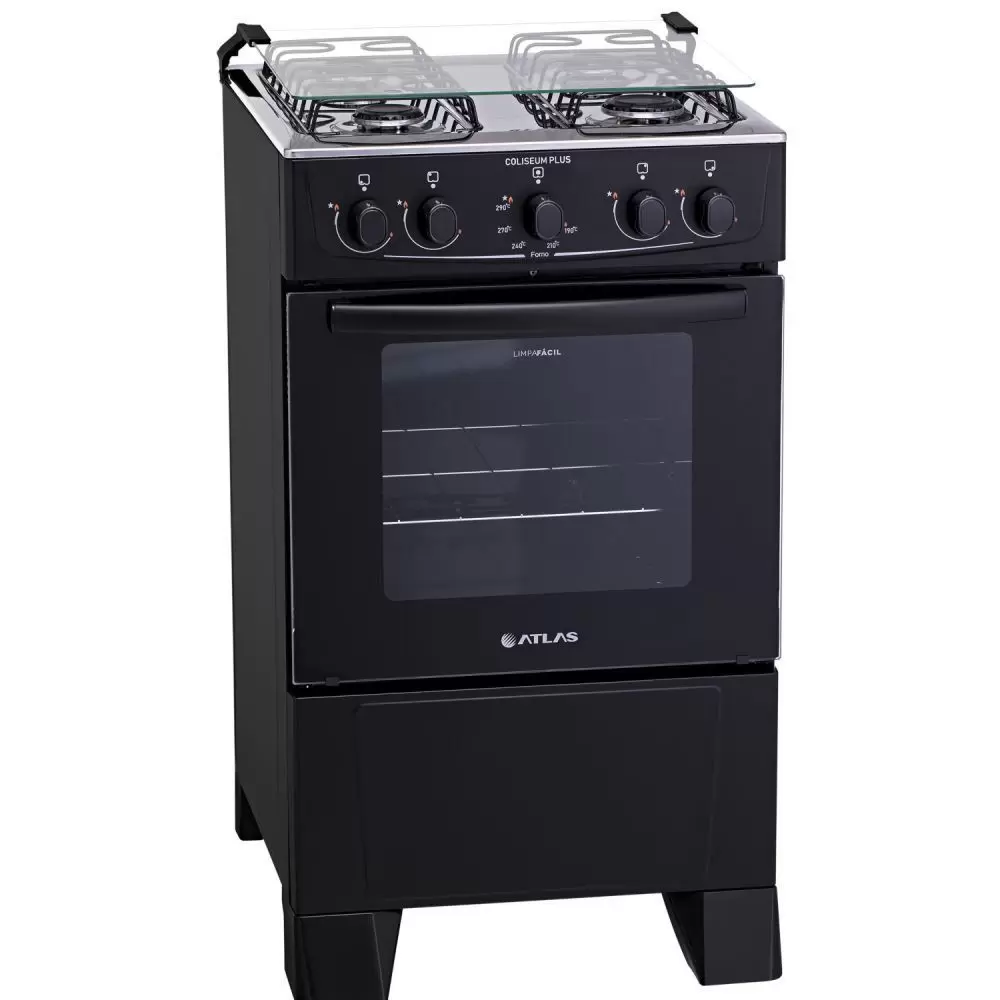 FOGAO ATLAS GAS 4Q COLISEUM PLUS - PRETO