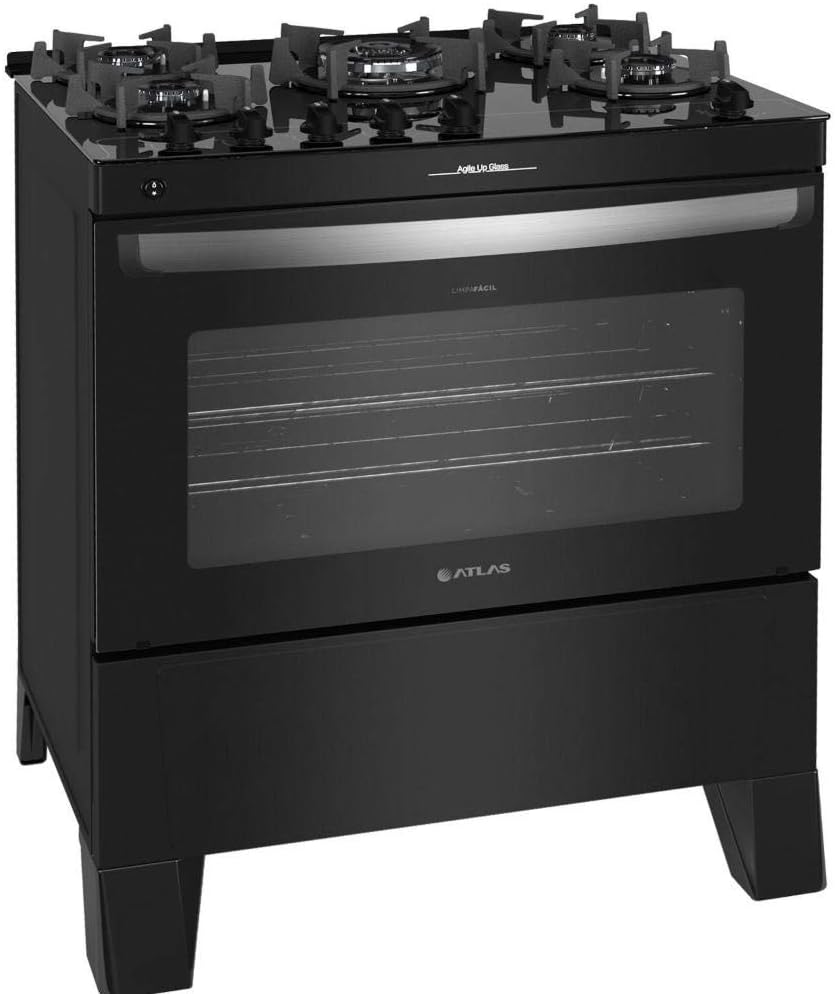 FOGAO ATLAS GAS 5Q AGILE GLASS - PRETO