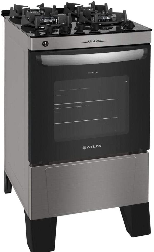 FOGAO ATLAS GAS 4Q AGILE UP GLASS - INOX
