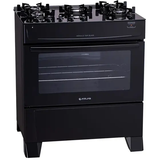 FOGAO ATLAS GAS 5Q MONACO TOP GLASS - PRETO