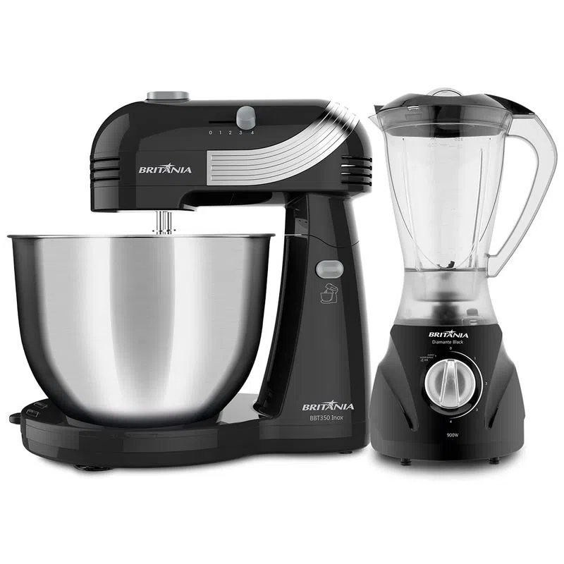 KIT COZINHA BRITANIA BLACK BKT39P BATEDEIRA E LIQUIDIFICADOR