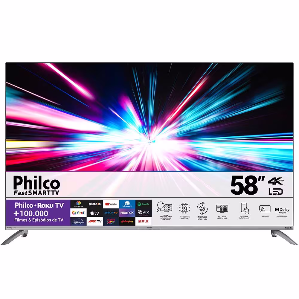 TELEVISAO 58P PHILCO PTV58G7UR2CSBL SMART ROKU 4K LED UHD