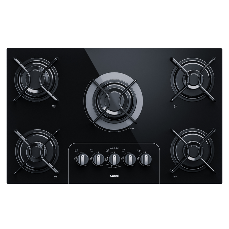 COOKTOP BRASTEMP BDD75AEUNA 5Q MESA VIDRO - PRETO