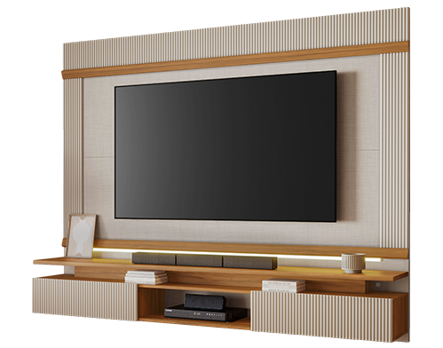 AF - PAINEL NOTAVEL NT 1370 REF250 - OFF WHITE/ FREIJO + SUPORTE TV