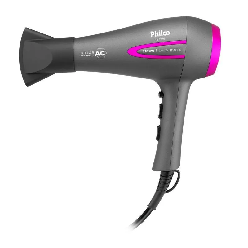 SECADOR DE CABELO PHILCO PSA3300 ION TOURMALINE - CINZA / ROSA