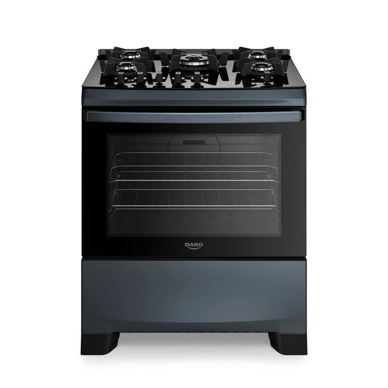 FOGAO DAKO GAS 5Q SUPREME TIMER GLASS MESA VIDRO - TITANIUM